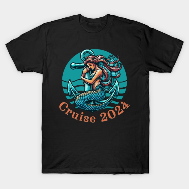 Cruise 2024 | Cruise Ship Vacation | Travel Group Tee | Family Cruise | Mermaid and Anchor. T-Shirt by SavantArts